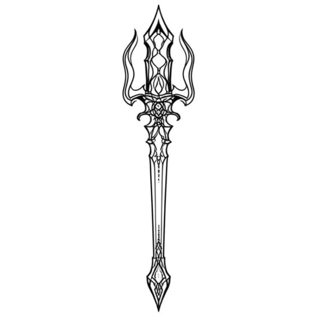 Minimalist Bloodborne Trident Tattoo Idea