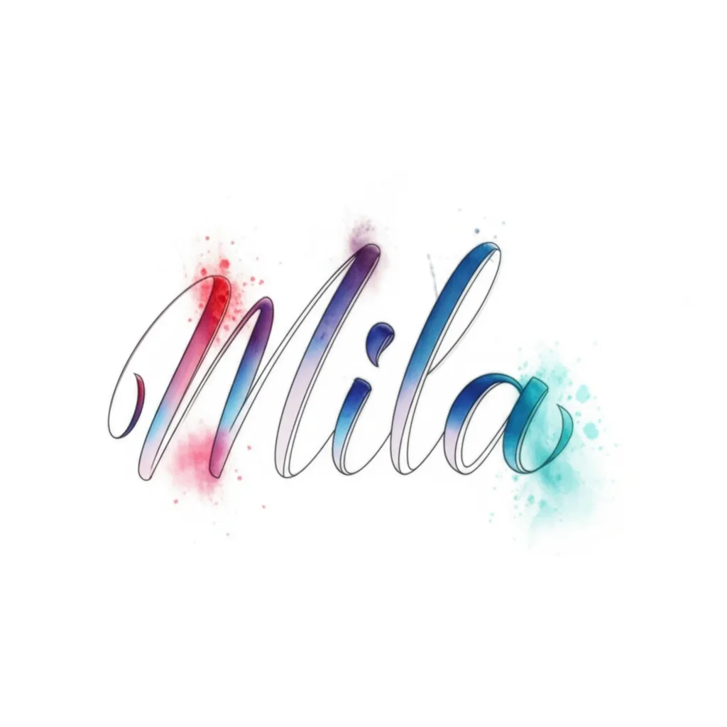 Mila Watercolor Name Tattoo Design