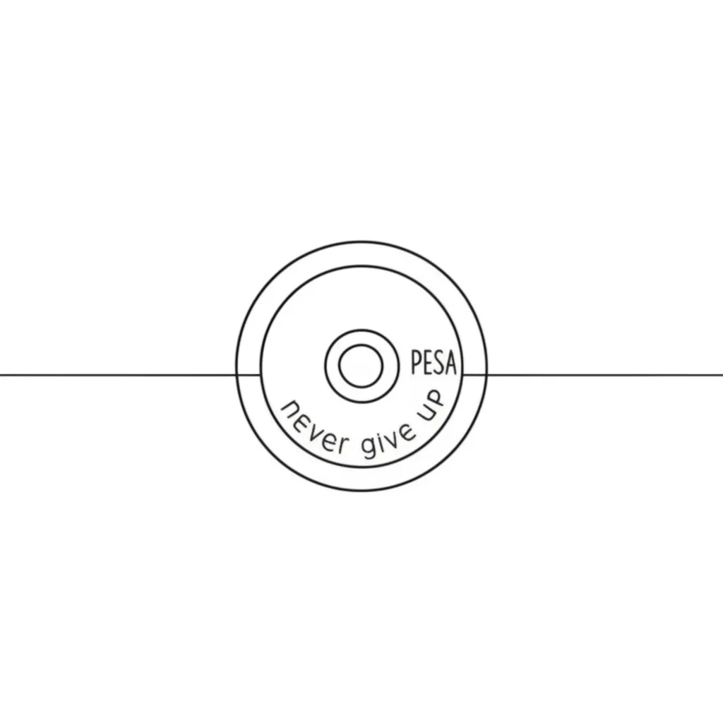 Minimalist Weight Plate Tattoo with 'Never Give Up' Quote Minimalist Weight Plate Tattoo with 'Never Give Up' Quote