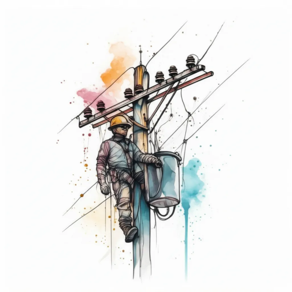Watercolor Power Lineman Tattoo Design Watercolor Power Lineman Tattoo Design