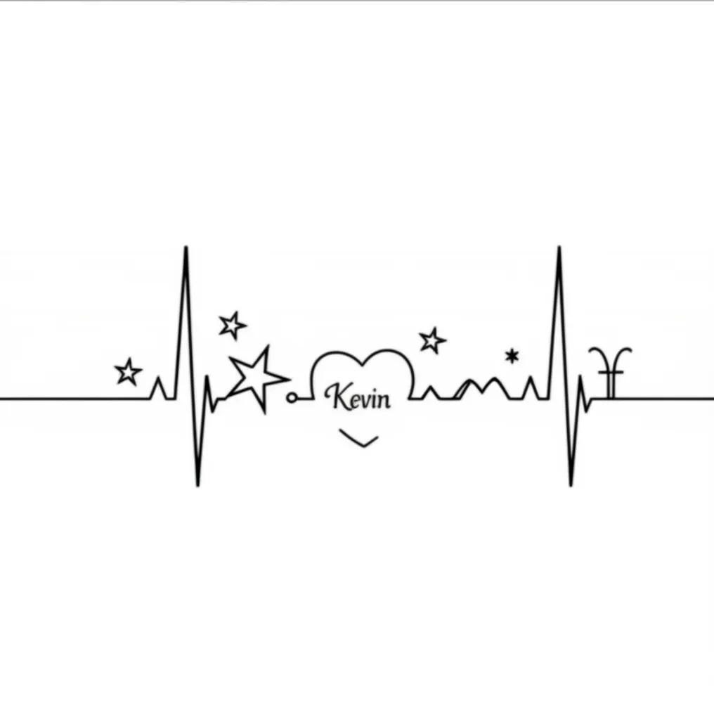 Stars Heartbeat with Kevin and Aries Sign Minimalist Tattoo Stars Heartbeat with Kevin and Aries Sign Minimalist Tattoo
