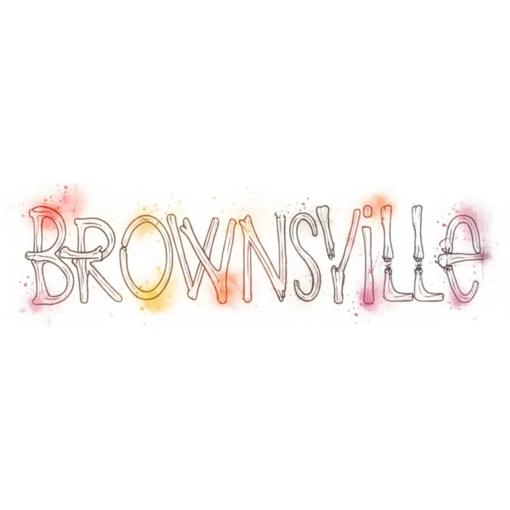 Brownsville Bone Lettering Watercolor Tattoo Design