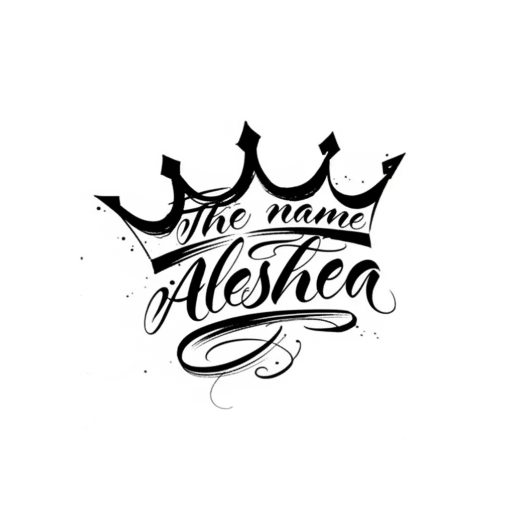 Aleshea Crown Tattoo: Calligraphy Name Design