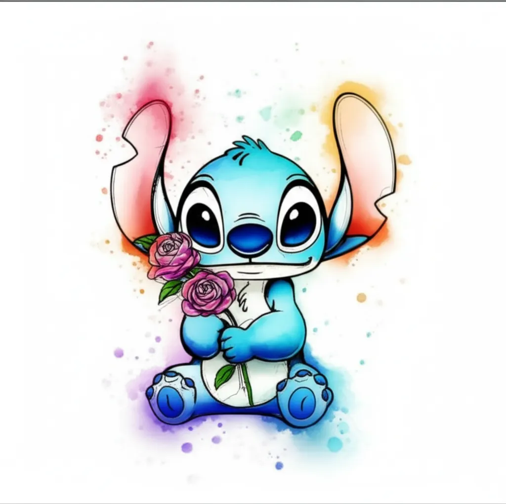 Watercolor Stitch Holding Roses Tattoo Idea