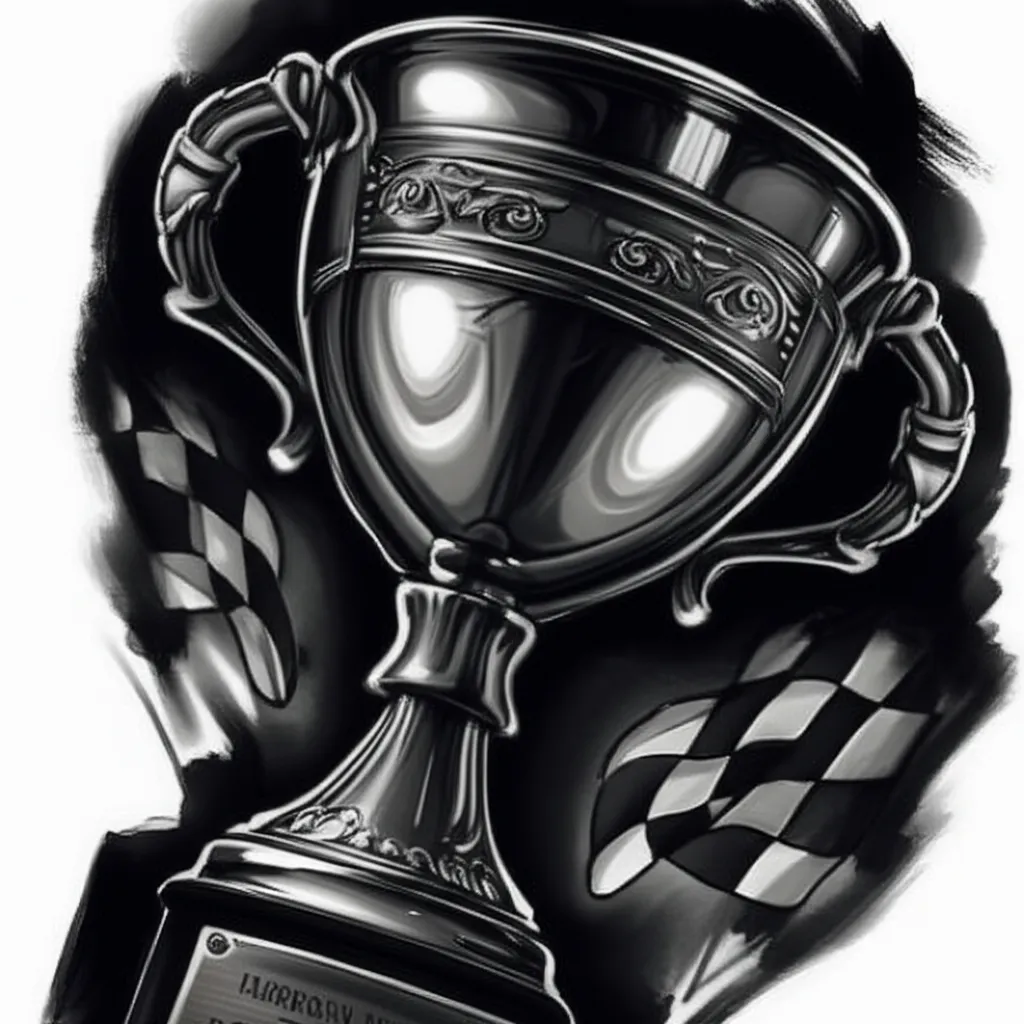 Realistic Race Flags Trophy Tattoo Design