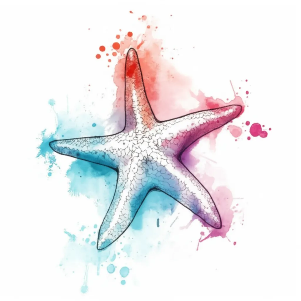 Whimsical Mermaid Starfish Watercolor Tramp Stamp Tattoo Whimsical Mermaid Starfish Watercolor Tramp Stamp Tattoo