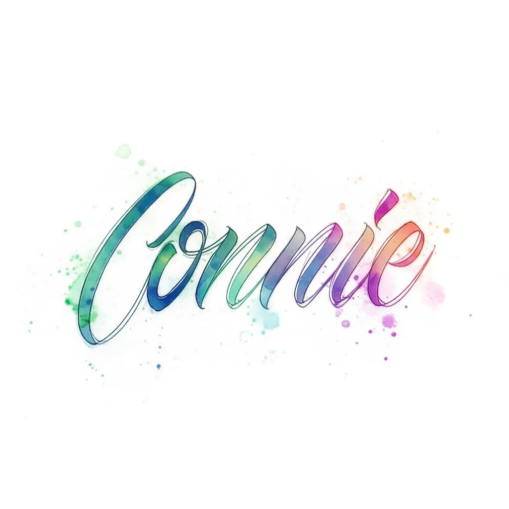 Watercolor 'Connie' Name Tattoo Design Idea