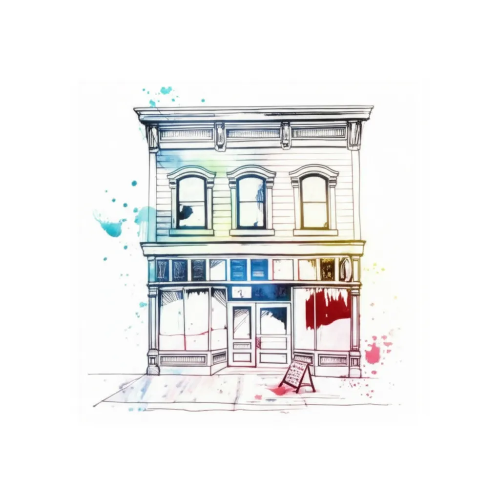 Watercolor Old City Corner Store Tattoo Design Watercolor Old City Corner Store Tattoo Design