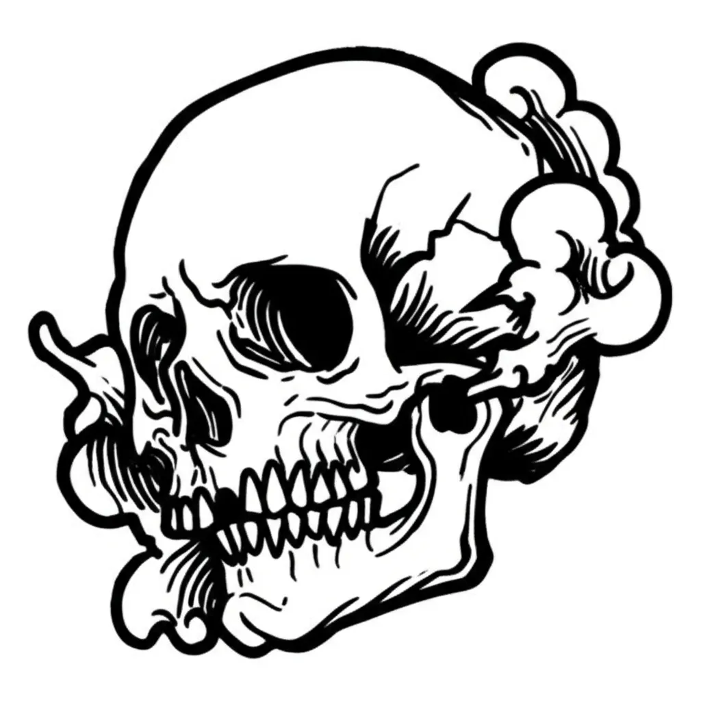 Graffiti Skull with Clouds Tattoo Design Graffiti Skull with Clouds Tattoo Design