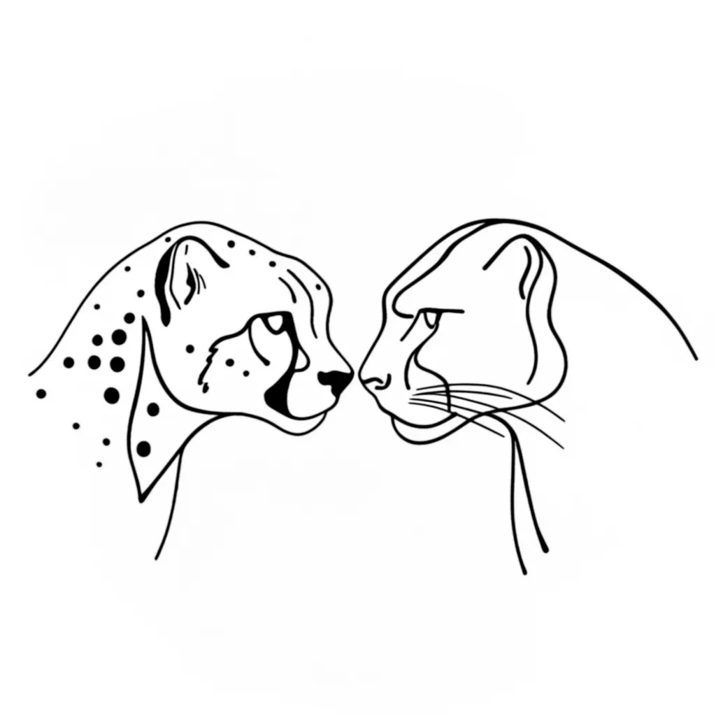 Minimalist Cheetah and Panther Matching Tattoo Design