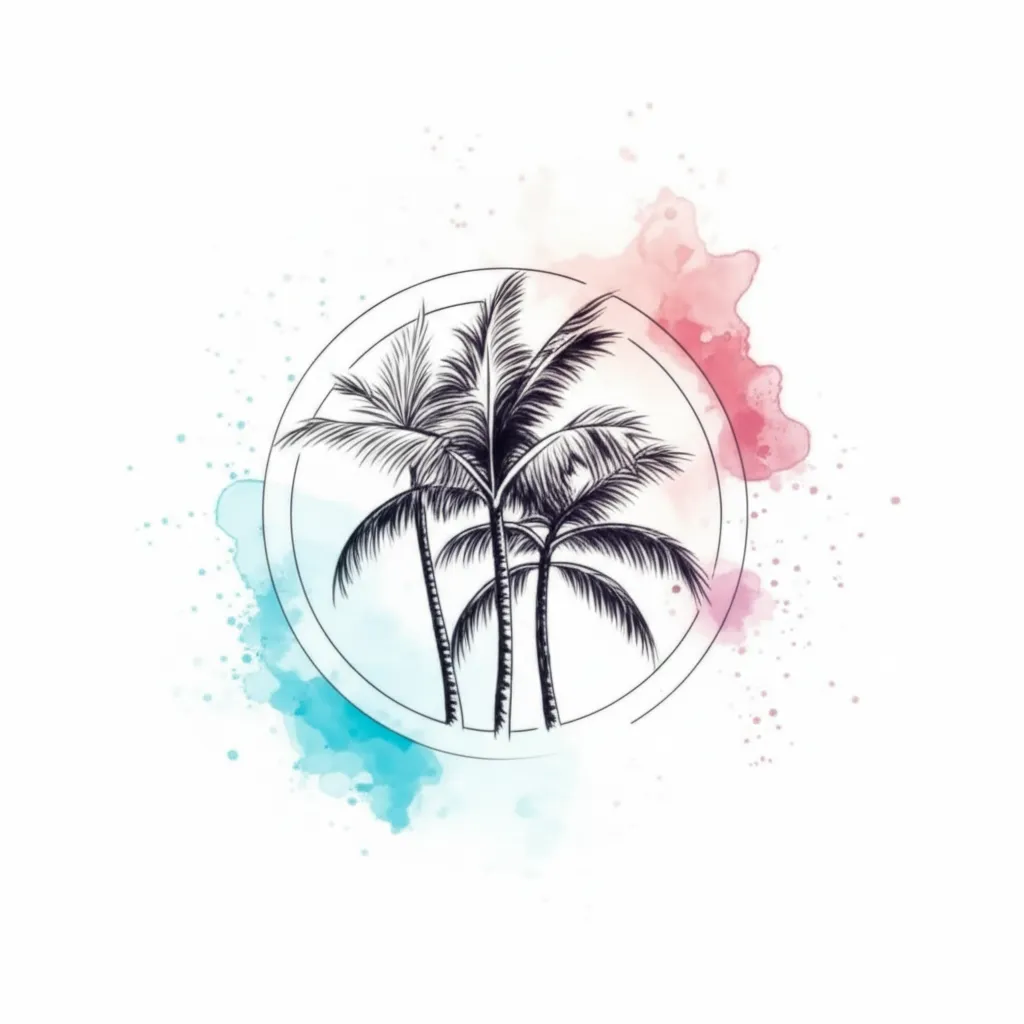 Watercolor Palm Tree Tattoo Design Watercolor Palm Tree Tattoo Design
