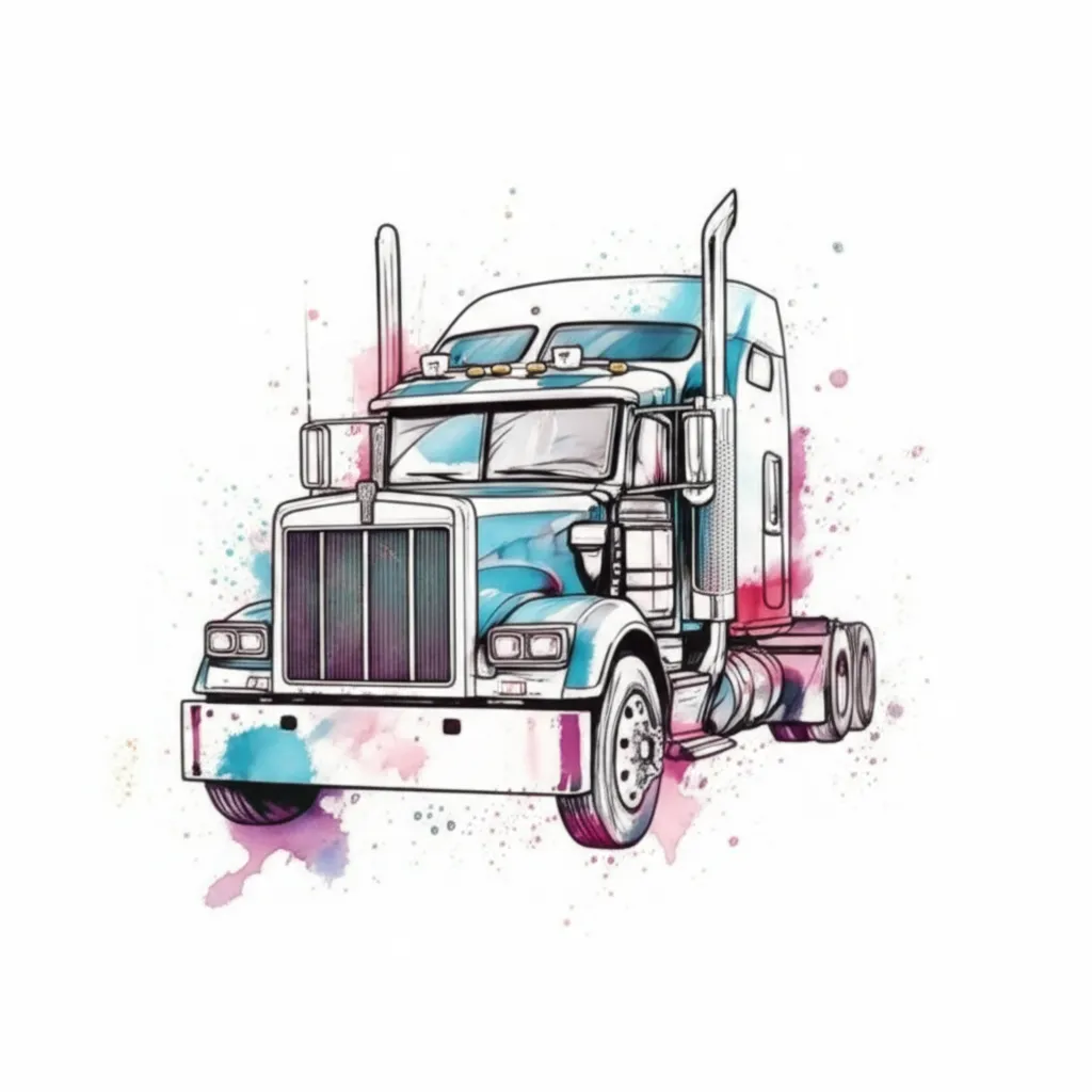 Watercolor Semi-Tractor Tattoo Design Watercolor Semi-Tractor Tattoo Design