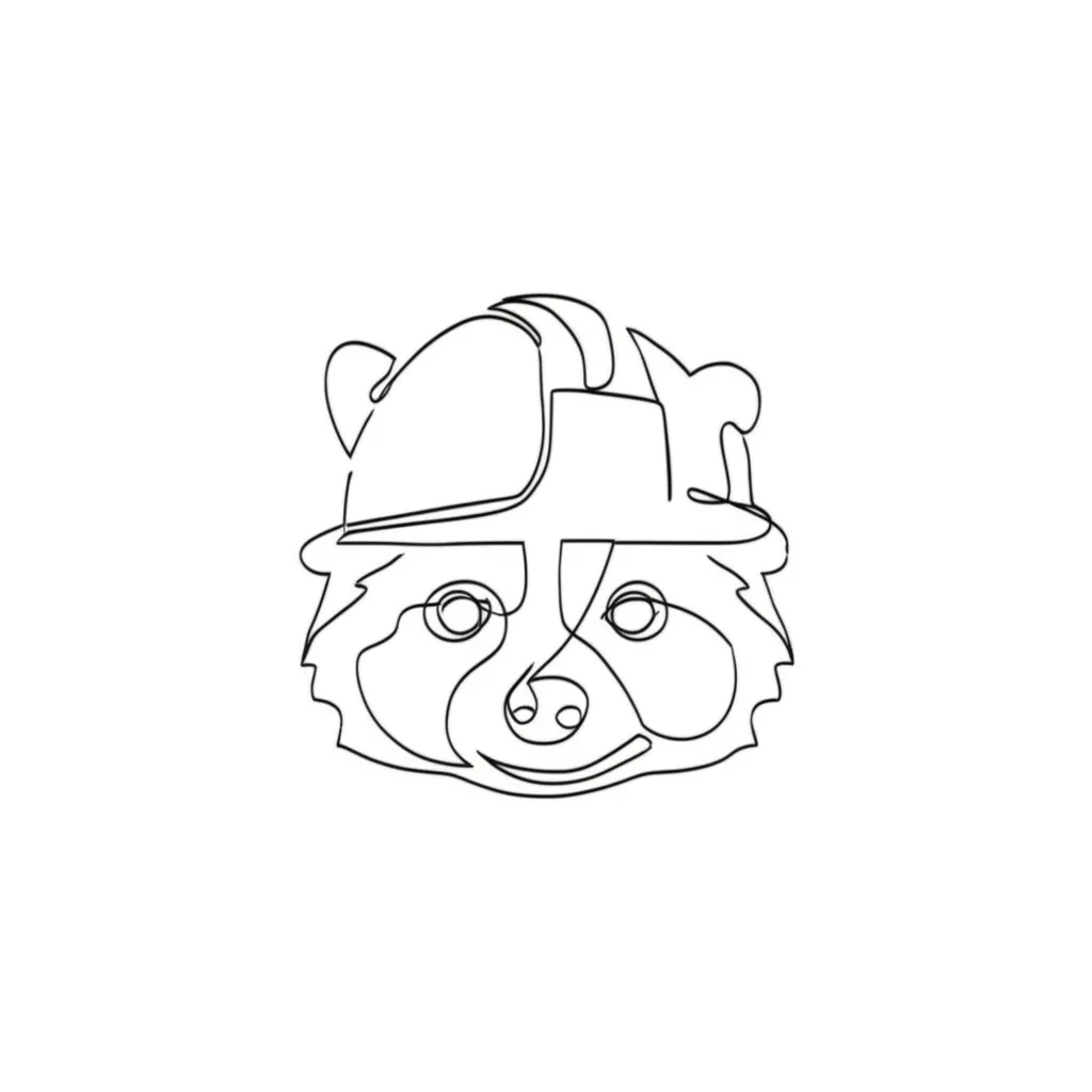 Minimalist Raccoon Hard Hat Tattoo Idea