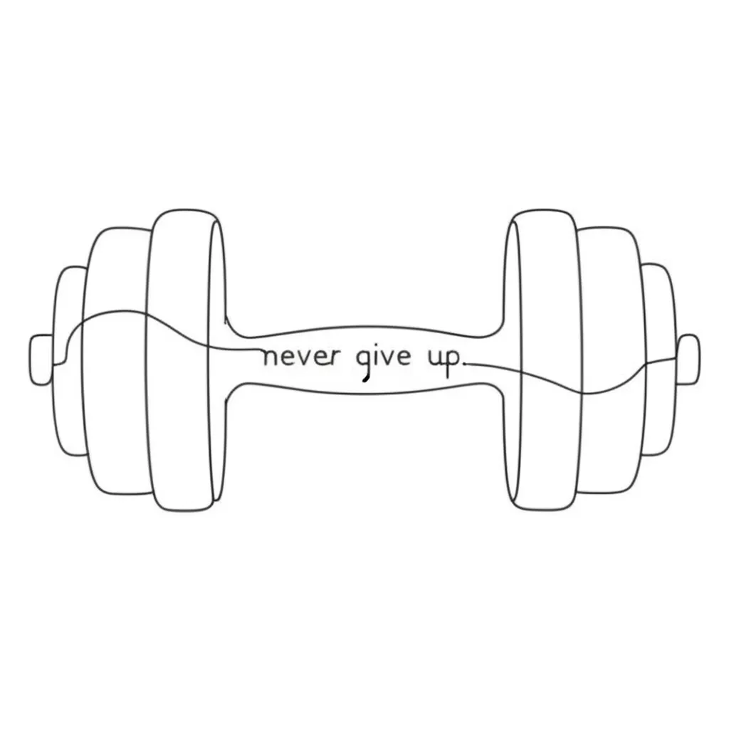 Minimalist Dumbbell Tattoo - Never Give Up Inspiration Minimalist Dumbbell Tattoo - Never Give Up Inspiration