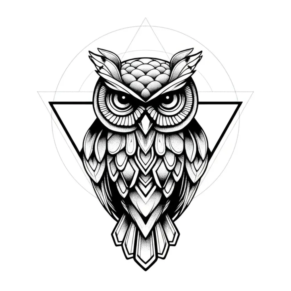 Geometric Owl Tattoo Design: Triangle Woods Owl Geometric Owl Tattoo Design: Triangle Woods Owl