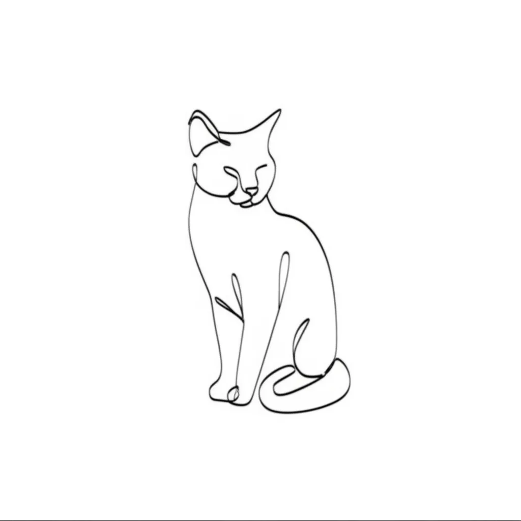 Minimalist Cat Outline Tattoo: Single Line Design Minimalist Cat Outline Tattoo: Single Line Design