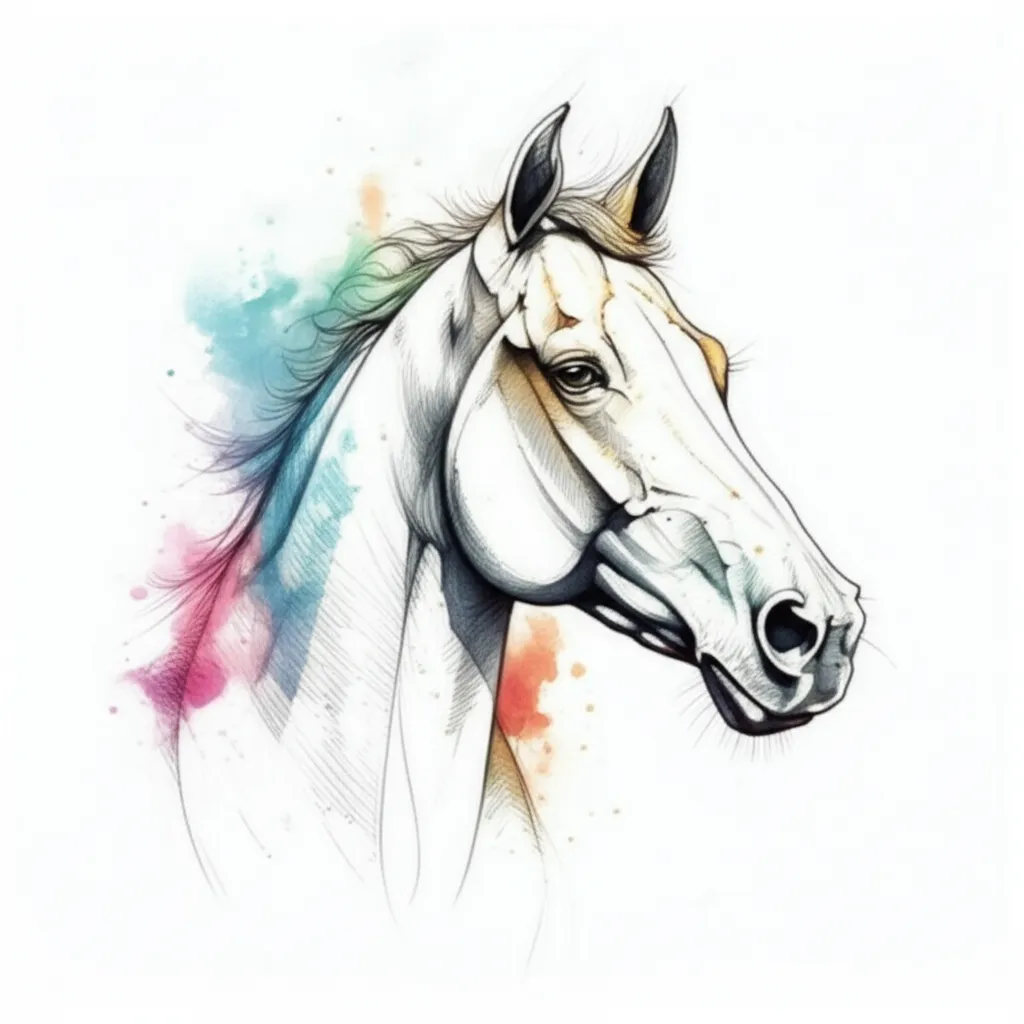 Disco Elysium Horse Watercolor Tattoo Design