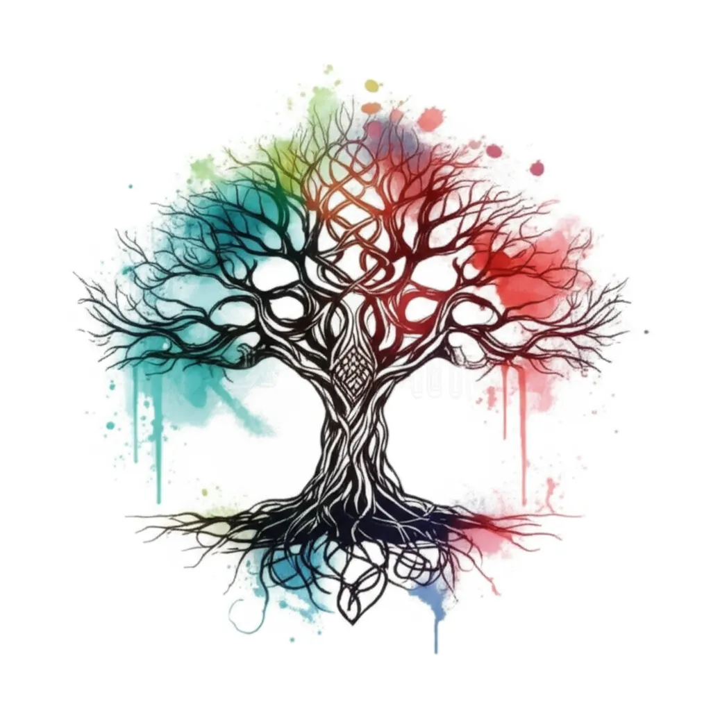 Pagan Tree of Life Watercolor Tattoo Design Pagan Tree of Life Watercolor Tattoo Design