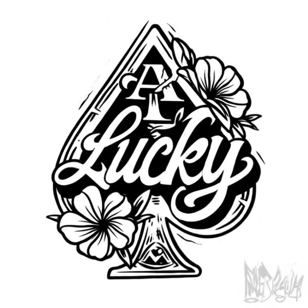 Lucky Ace of Spades Graffiti Tattoo with Flowers