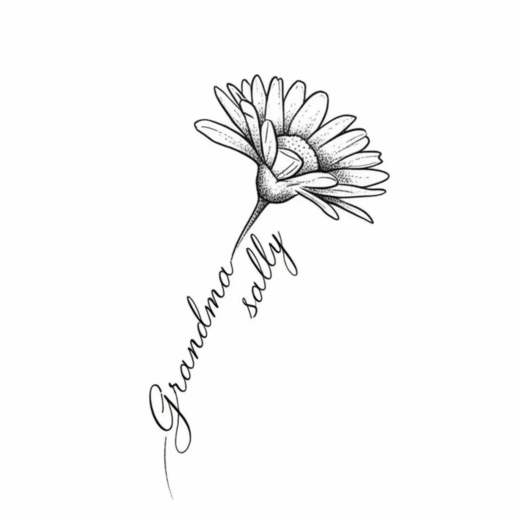 Grandma Sally Daisy Fine Line Tattoo: A Touching Memorial Grandma Sally Daisy Fine Line Tattoo: A Touching Memorial
