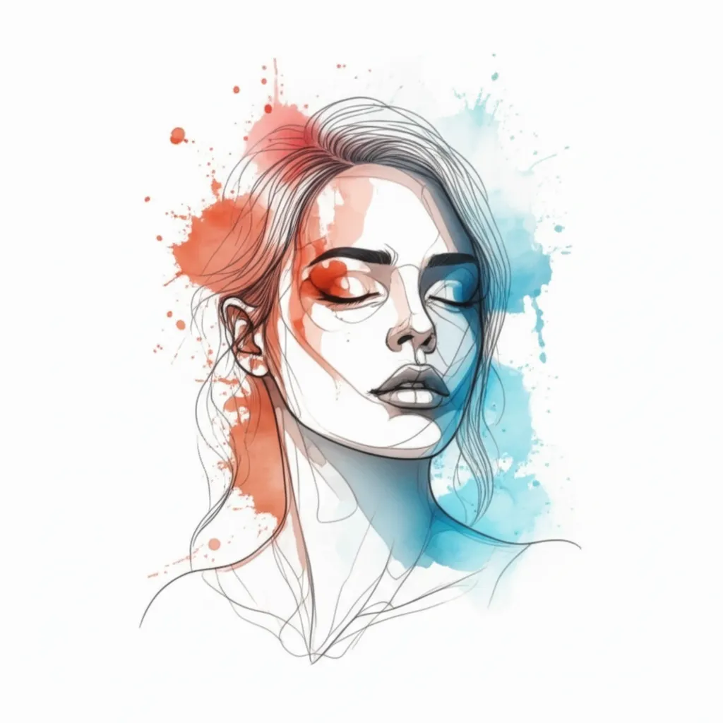 Watercolor Woman Portrait Tattoo Idea