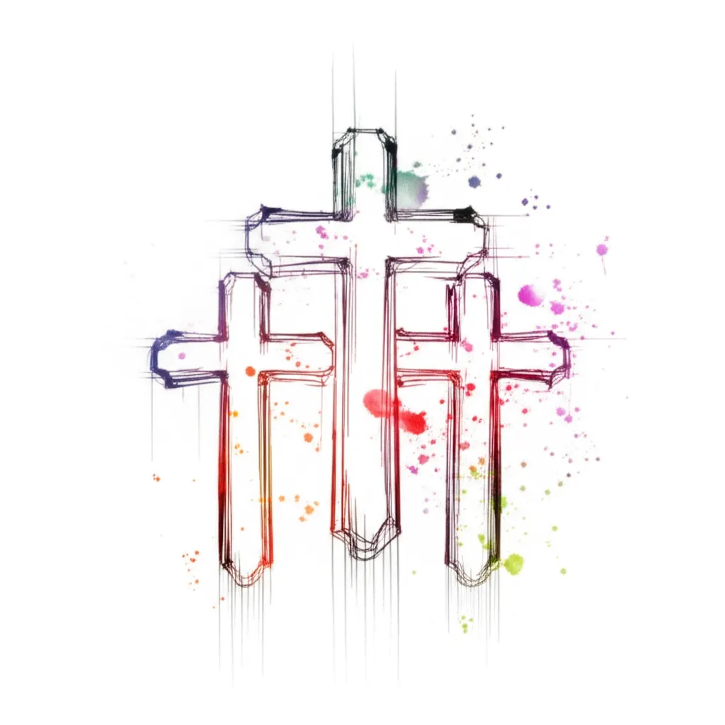 Watercolor Three Crosses Tattoo Design Watercolor Three Crosses Tattoo Design
