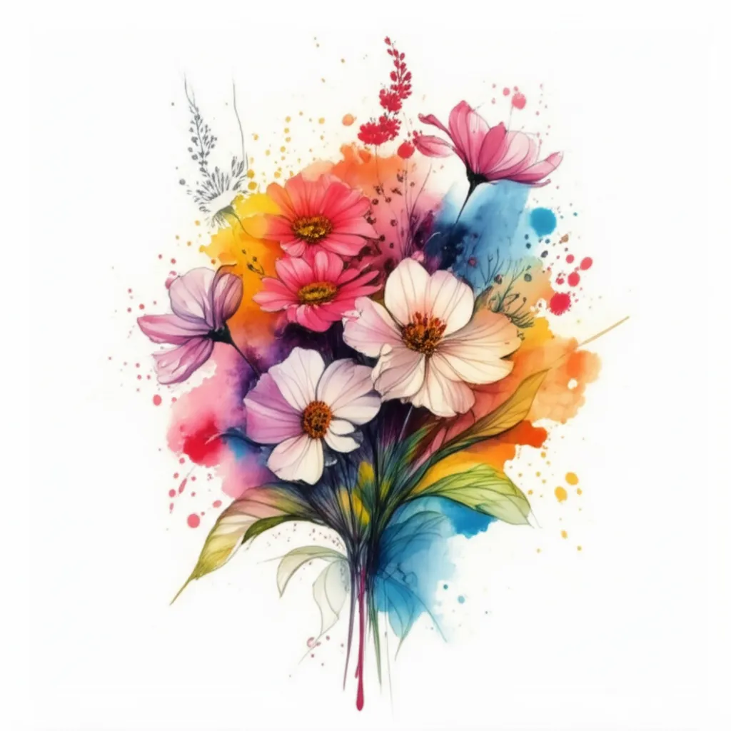 Watercolor Birth Flower Bouquet Tattoo: January, March, April, May, June Watercolor Birth Flower Bouquet Tattoo: January, March, April, May, June