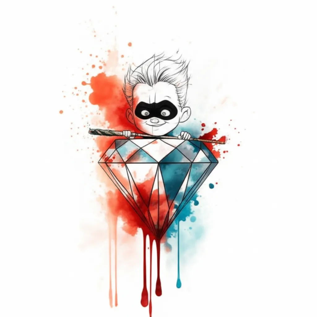 Dash Incredibles Diamond Blunt Watercolor Tattoo Idea