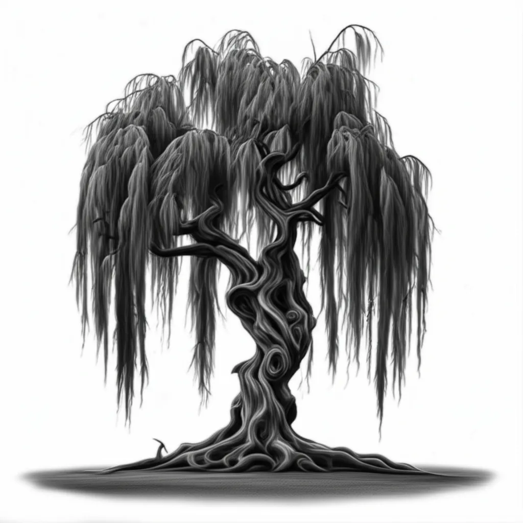 Realism Weeping Willow Tree Tattoo Design