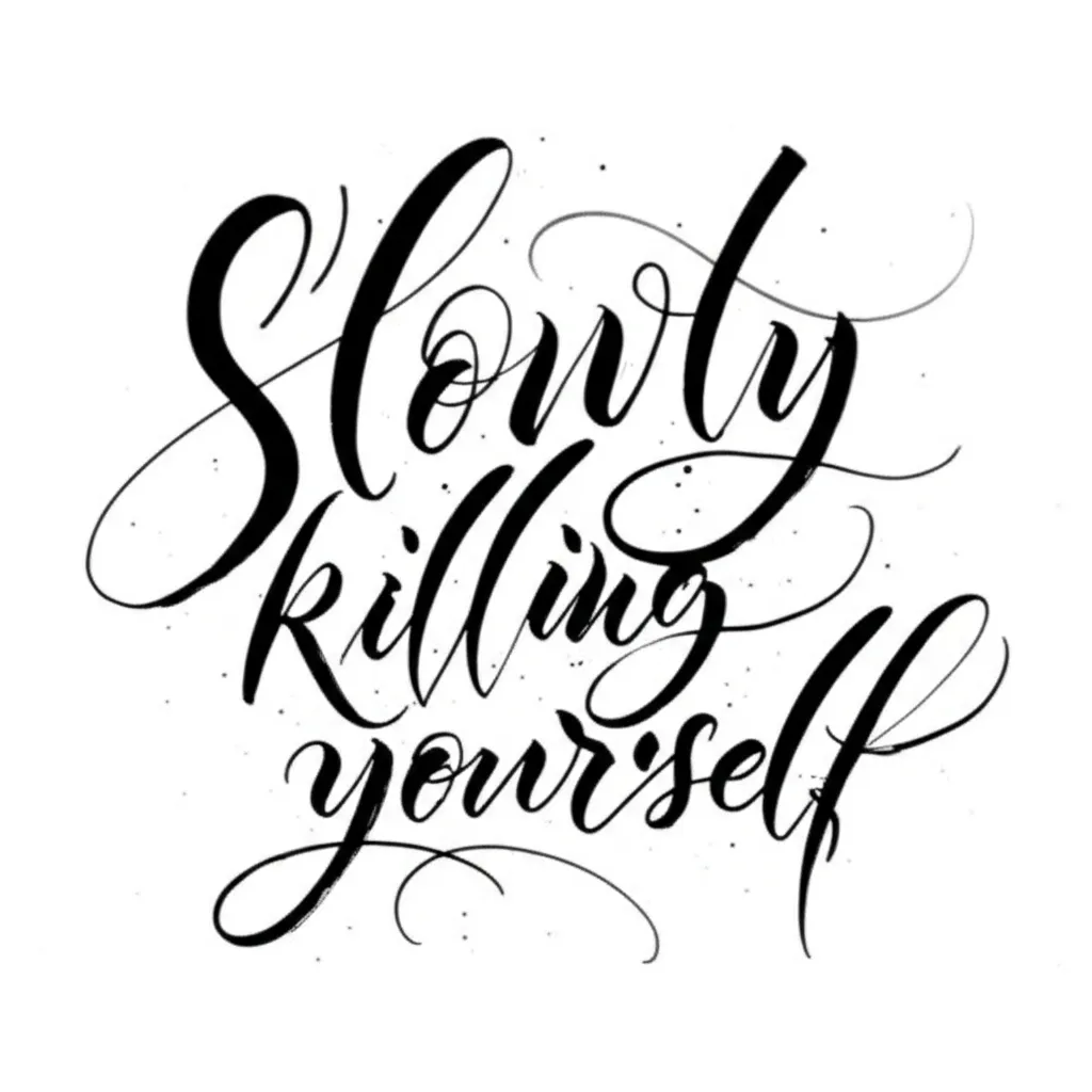 Slowly Killing Yourself Calligraphy Tattoo Design
