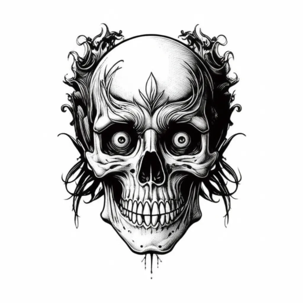 Gothic Skull Tattoo Design - Simple & Dark Tattoo Idea