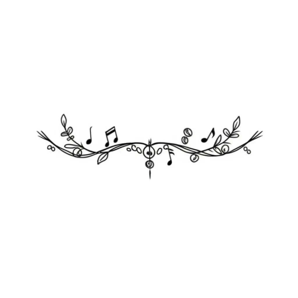 Minimalist Ankle Bracelet Tattoo with Vines, Music Notes, and Coffee Beans Minimalist Ankle Bracelet Tattoo with Vines, Music Notes, and Coffee Beans