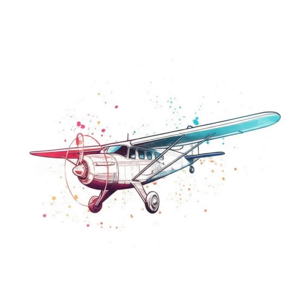 Watercolor Airplane Tattoo for Best Friends - Unique Design