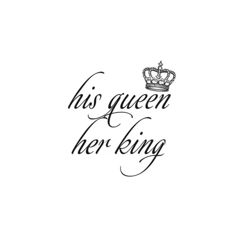 Matching His Queen Her King Fine Line Couple Tattoos