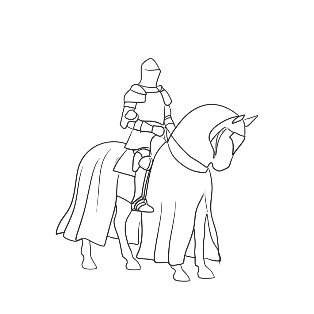 Minimalist Medieval Knight on Armored Horse Tattoo Idea