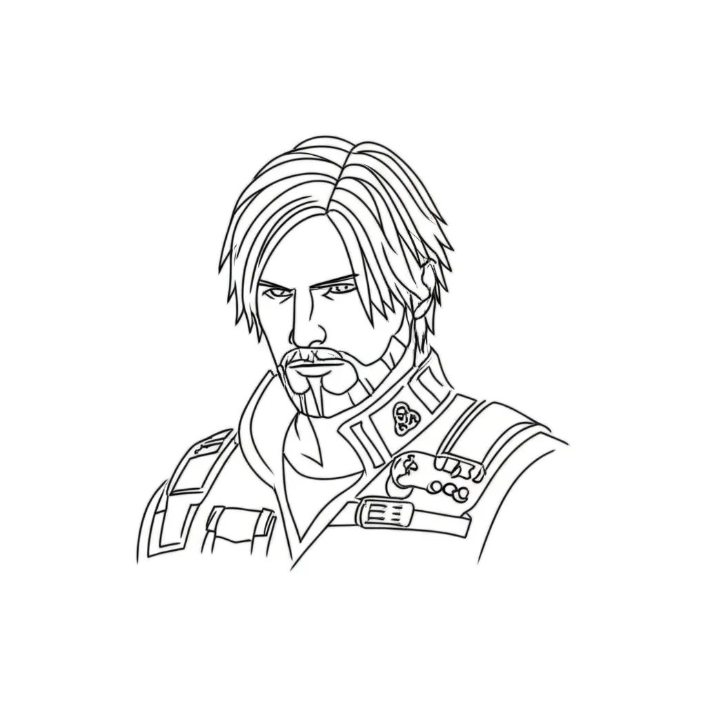 Minimalist Chris Redfield Resident Evil 8 Line Tattoo Sleeve