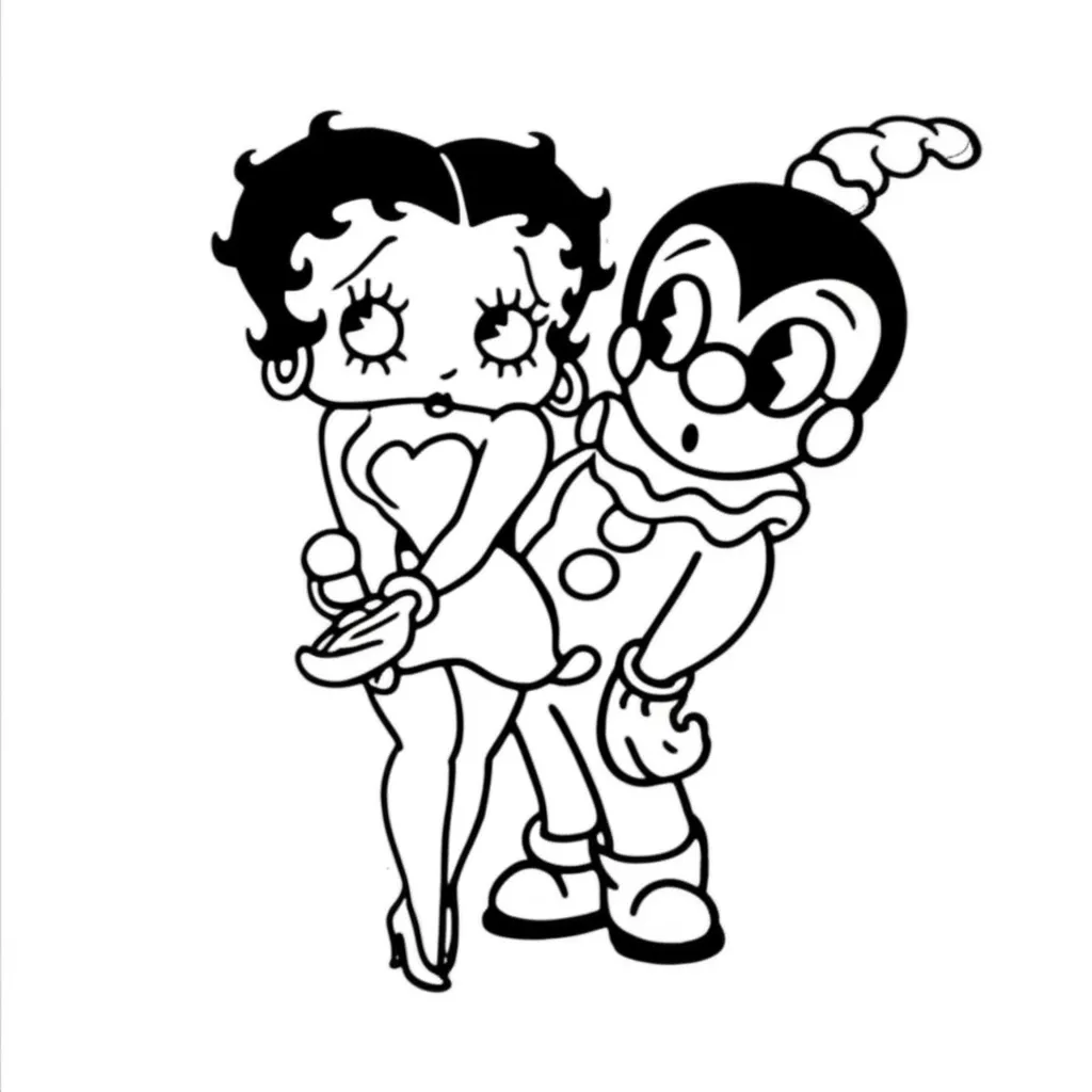 Minimalist Betty Boop and Koko the Clown Tattoo Design