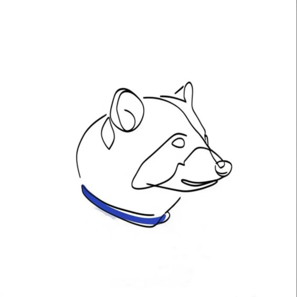 Minimalist Raccoon Tattoo with Blue Collar Design