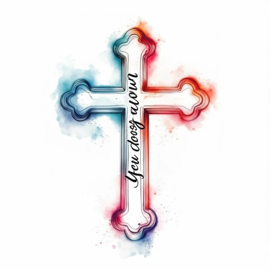 Watercolor Cross Tattoo with Greysun Name - Meaning & Ideas Watercolor Cross Tattoo with Greysun Name - Meaning & Ideas
