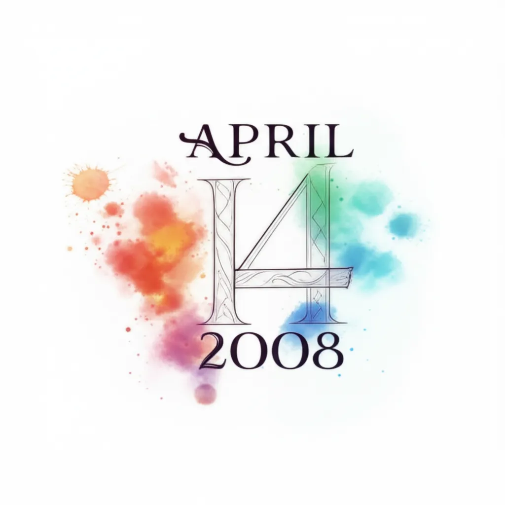April 14, 2008 Watercolor Date Tattoo Design