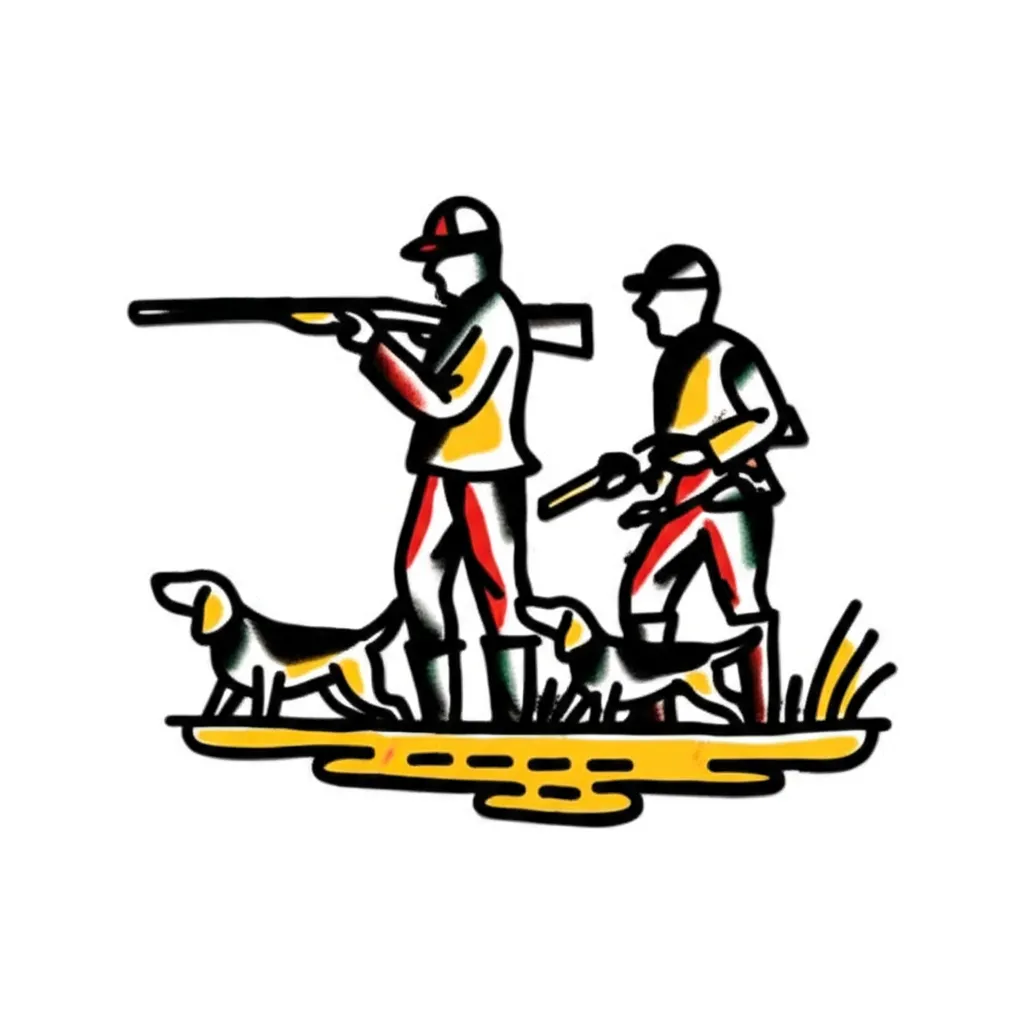 American Traditional Hunting Scene Tattoo Design