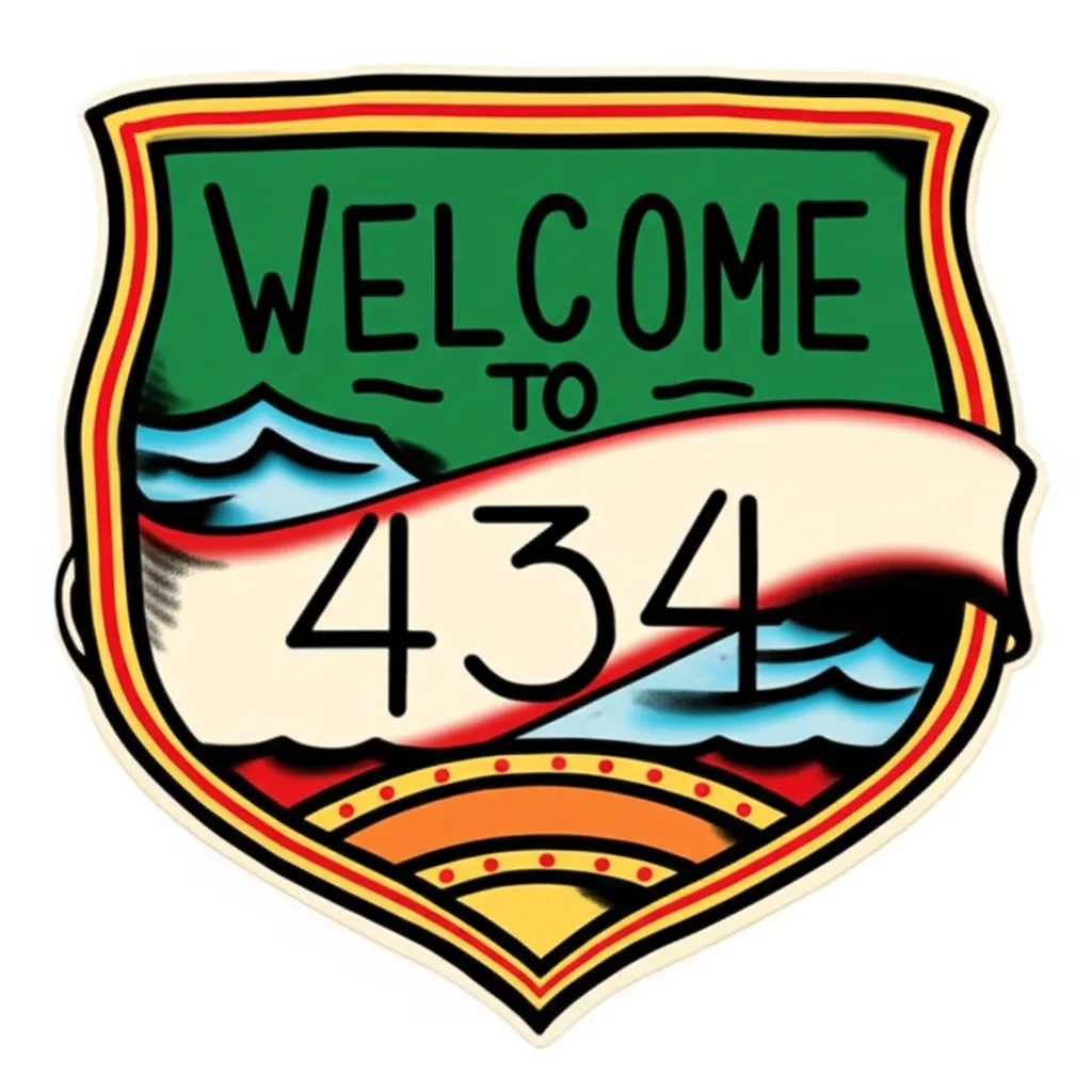 American Traditional Welcome to Virginia 434 Sign Tattoo