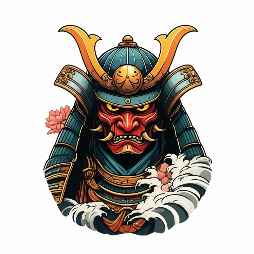 Samurai Mask Tattoo - Japanese Traditional Style