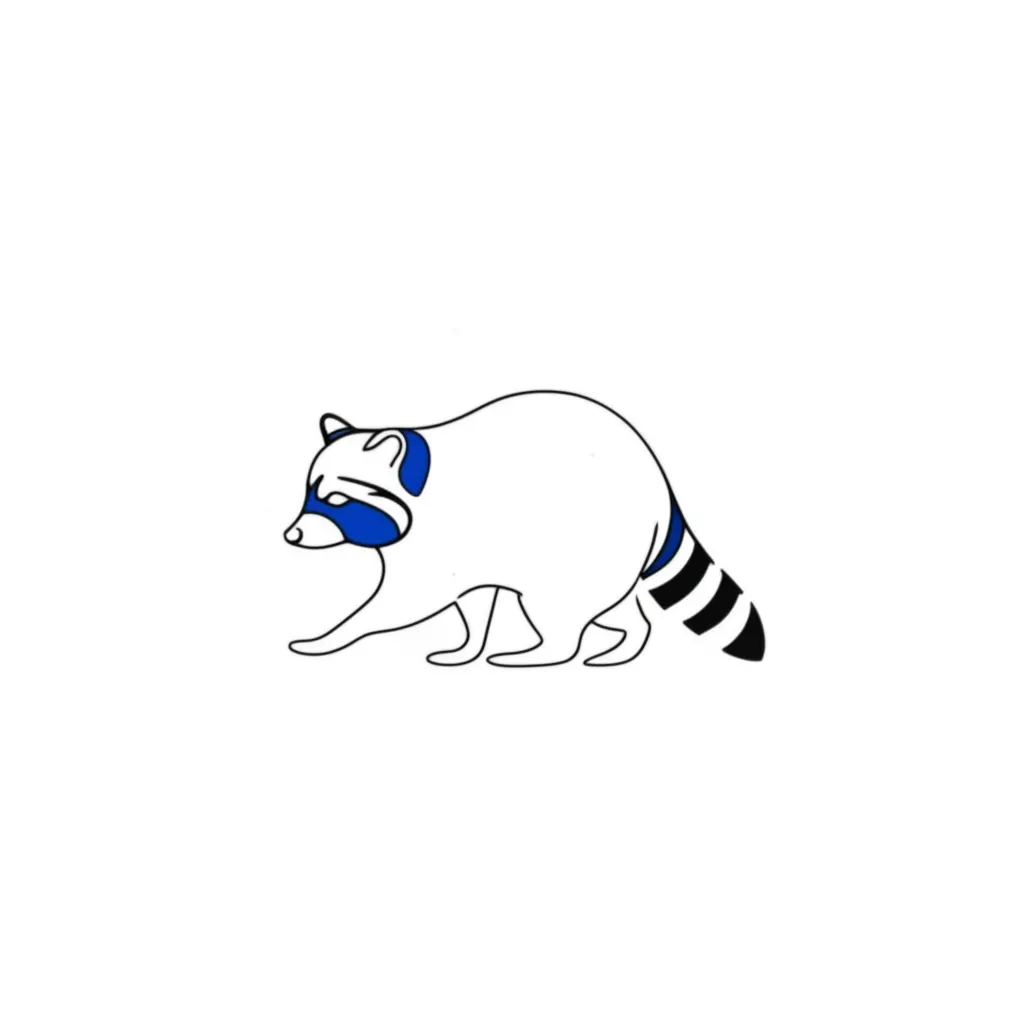 Minimalist Blue Collar Raccoon Tattoo Design