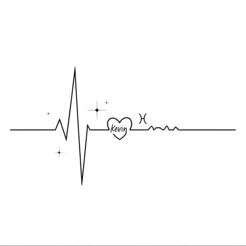 Stars, Heartbeat, Kevin & Aries Sign Minimalist Tattoo Stars, Heartbeat, Kevin & Aries Sign Minimalist Tattoo