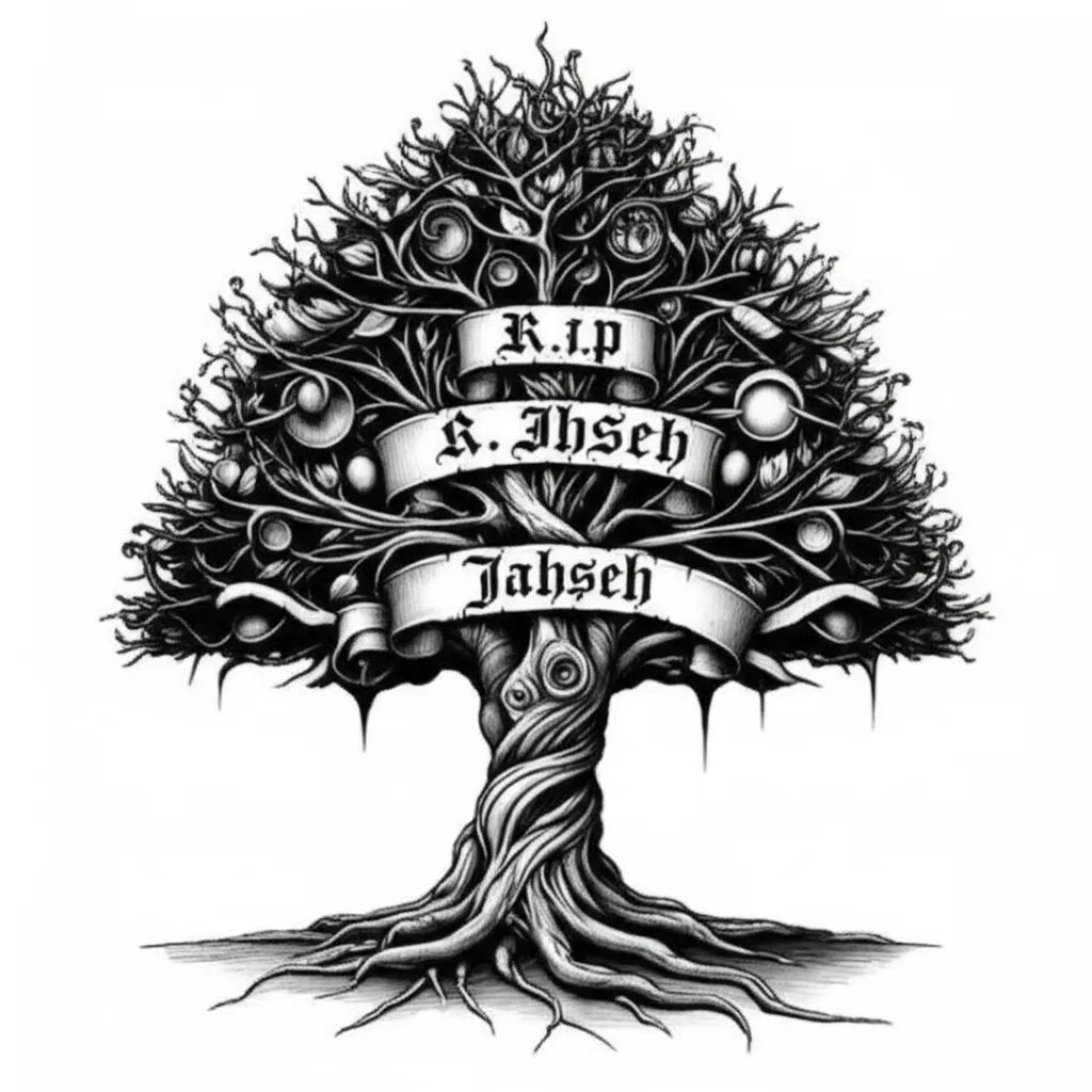 Gothic Poison Tree Tattoo with R.I.P Jahseh