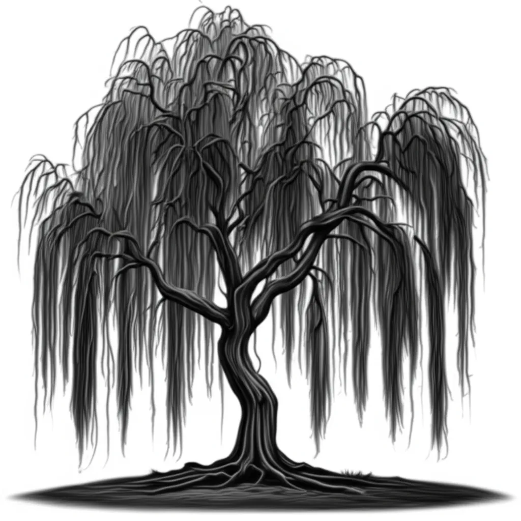 Realism Weeping Willow Tree Tattoo Design