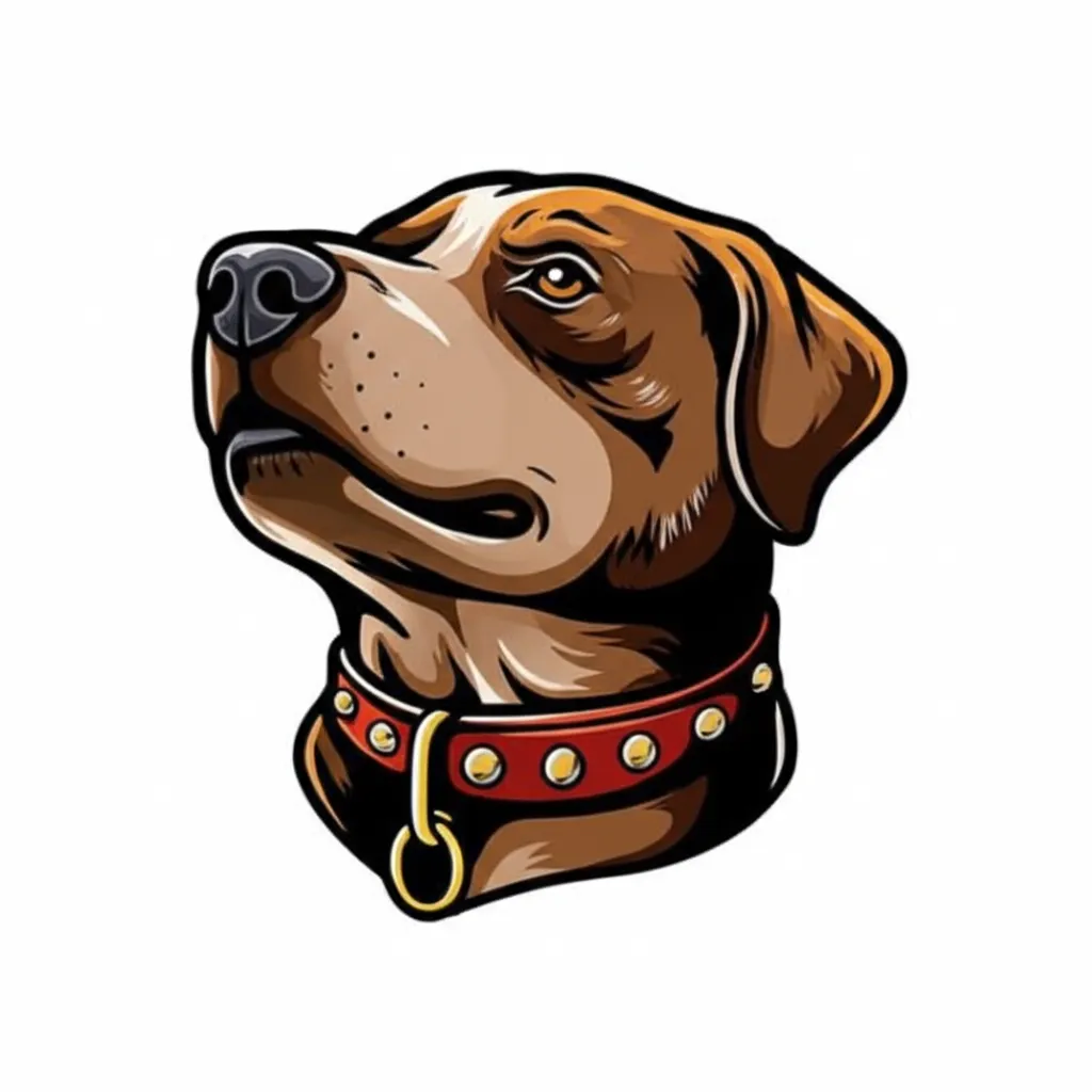 Anime Dog with Collar Tattoo Design