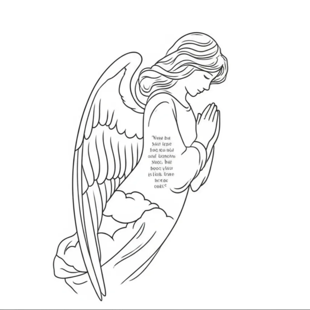 Minimalist Prayer Angel Tattoo with Quote - Meaning & Designs