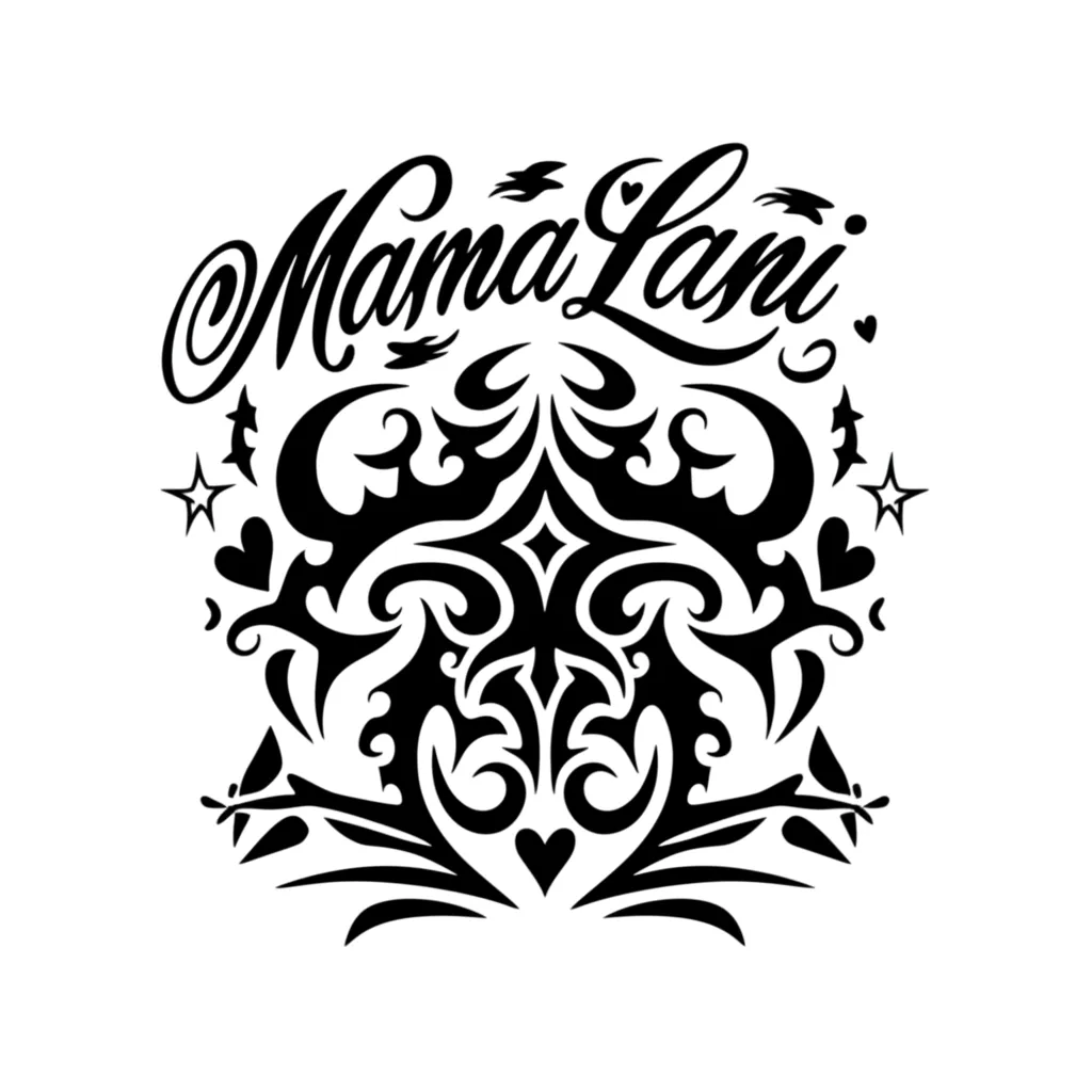Mama Lani Tribal Tattoo Design with Stars and Hearts Mama Lani Tribal Tattoo Design with Stars and Hearts